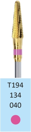 T194134040 Фреза твс - конус - 040 розовый тонкие прямые лезвия со спиральной поперечной насечкой HO