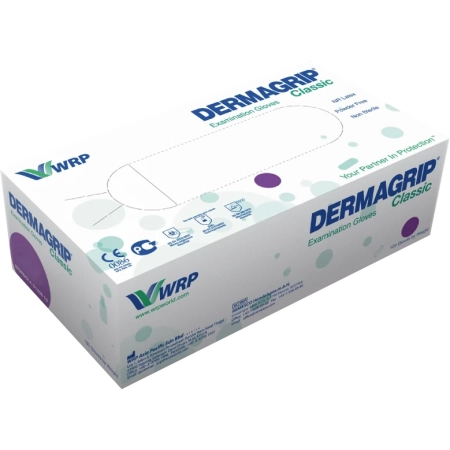 перчатки латексные dermagrip classic размер l, 50 пар