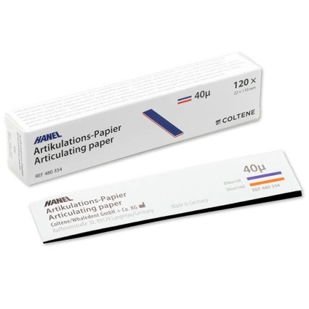 Артикуляционная бумага HANEL 40 мкм синяя/красная I форма 120 шт/уп Coltene