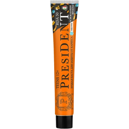 детская зубная паста president 12+ fresh tropic, с фтором (50 rda) 70 г
