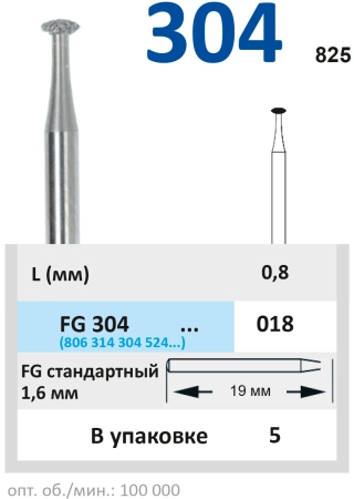 FG304018 Бор алмазный линза 018 серый HORICO