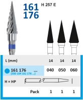 161176040 фреза твс - конус - 040 синий насечка простая  со спиральной поперечной бороздой h