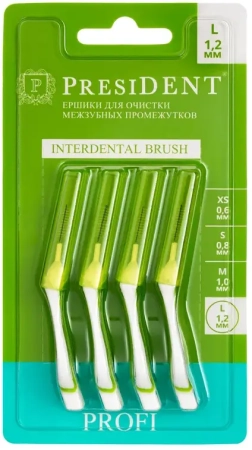 Ершики межзубные PRESIDENT PROFI размер L 1,2 мм 4шт, арт.306