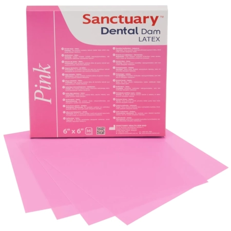 Латексные листы Dental Dam розовый, средний, 152 мм х 152 мм, мята (36 шт) Sanctuary