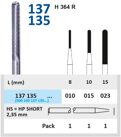 137135023 Фреза твс  для фрезерного станка - фиссура с закругленным концом -  023  HORICO