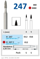 h247c012 бор алмазный h - пламя заостренное - 012 красный horico