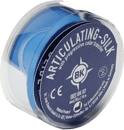 вк 07 шёлк артикуляционный рулон в пластиковом боксе, синий, 80мкм., 16мм*10м., bausch