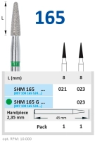 shm165g023  бор алмазный h - конус с острым концом, зеленый - 023 horico