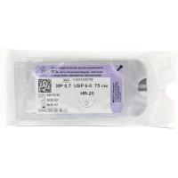 пга - нить полигликолидная, рассасывающаяся, фиолетовая, l=75см., usp 6/0, hr-20, "линтекс"