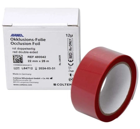 Артикуляционная фольга на полимерной основе HANEL µ 12, красная, 22ммх25м., Coltene