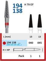 194138040 фреза твс - конус - 040 красный насечка крестообразная мелкая. мет. сплавы пластмасса   ho