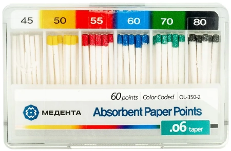 Бумажные штифты конус 06, 60шт/уп., №45-80, МЕТА