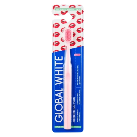 зубная щетка global white extra medium средняя  арт. 19003