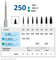 h250g025 бор алмазный h - пламя заостренное - 025 зеленый horico