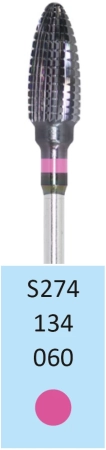 S274134060 Фреза твс - конус - 060 розовый тонкие прямые лезвия с зубчатой попереч. насеч мет/сплавы