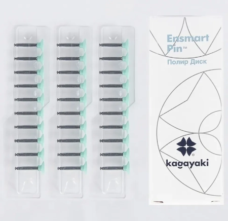 полир "kagayaki ensmart pin" - диск зелёный (силикон) µ 70 - пластиковый держатель, 30шт/уп