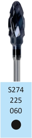 S274225060 Фреза твс - конус - 060 черный насечка крестообразная экстра-грубая пластмасса гипс