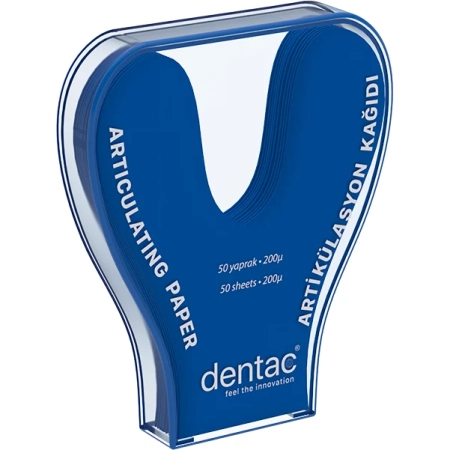 бумага артикуляционная дугообразная (подкова) синяя, 200 мкм, dc8065 (50 шт) dentac