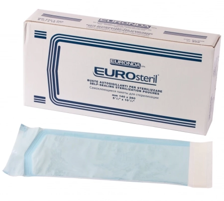 Пакеты для стерилизации самозапечатывающиеся, 14*26см, бумага/пластик, 200шт/уп., EURONDA