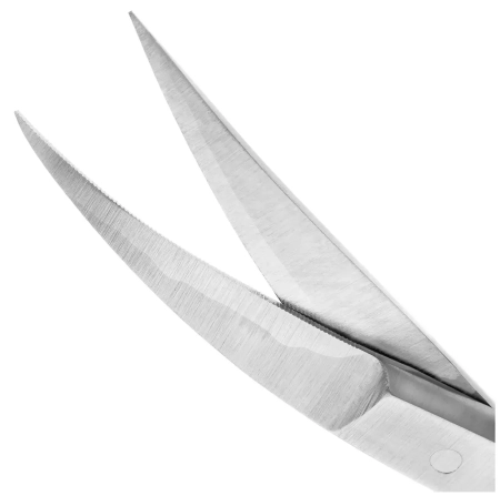 ножницы хирургические двойной изгиб, зубчатая поверхность, la gr, 11.5см,  (hlw dental instruments)