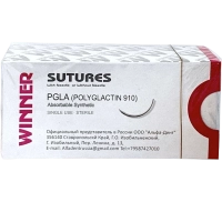 пгла (полиглактин 910) нить l=75 см usp 4/0, игла 16 мм о/р 3/8 (1 шт) winner