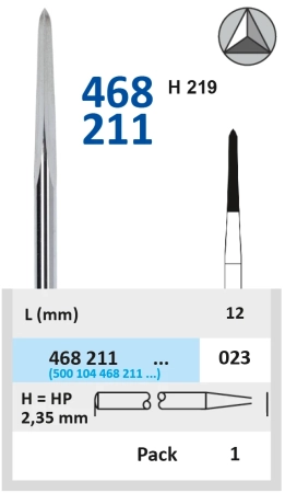 468211023 фреза твс - конус - 023 серый лабораторный резак 3 грани, horico