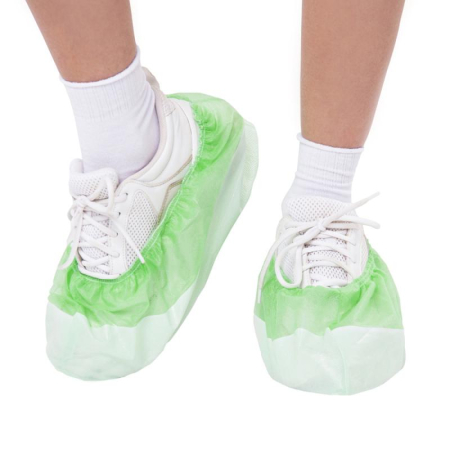 Бахилы медицинские одноразовые из нетканного материала, ламинированные (зеленые./белые), 250пар