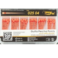 штифты гуттаперчевые 04 №25 с миллиметровой маркировкой (60 шт) eurofile