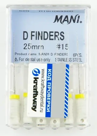 D-Finders - лидер-файлы для первичного прохождения канала, 6шт., 25мм., ISO 15, MANI