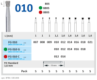 fg010c012 бор алмазный fg - обратный конус - 012 красный horico