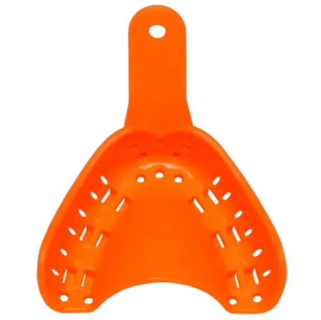 ложки для снятия слепков перфорированные пластиковые детские medium №2 верх оранжевые (12 шт) jnb