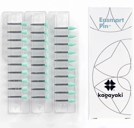 набор полиров "kagayaki ensmart pin" - диск, пуля, чашка - зелёные (силикон), µ 70, уп/30шт