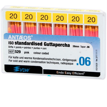 Гуттаперчевые штифты "Antaeos" 06 №20, 60шт., VDW