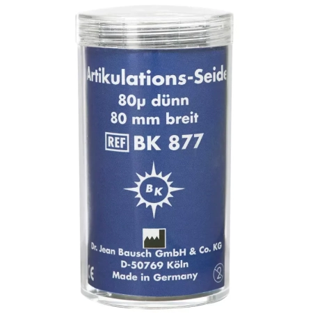 ВК 877 Шёлк артикуляционный рулон в пластиковом боксе, синий, 80мкм., 70мм*3м., Bausch