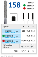 fg158014 бор алмазный fg - цилиндр, закругленные грани - 014 серый horico