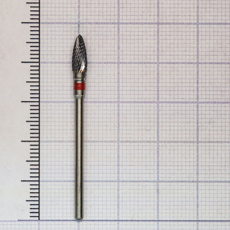 257140040 Фреза твс - пламя - 040 красный насечка крестообразная мелкая, мет/сплавы, пластмасса