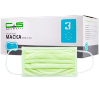 маска медицинская "clean+safe" 3-х слойная - pro 2.0 - лайм, 50шт/уп