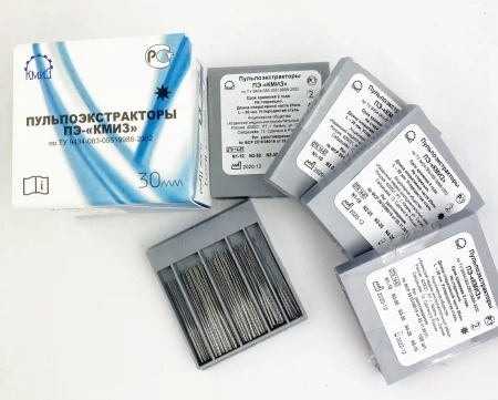 Пульпоэкстракторы L=30мм (короткие) в пластмассовой упаковке, 500шт., КМИЗ