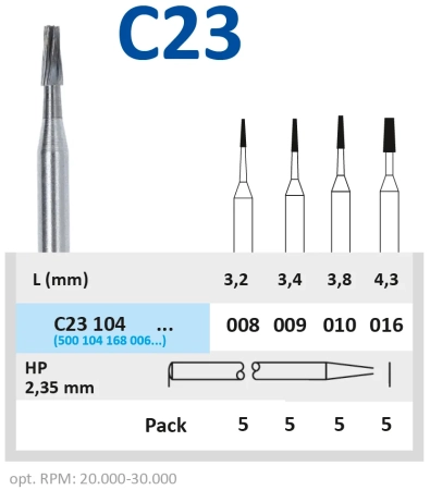 C23104009 Бор твердосплавный - конус усеченный - 009  прямой  наконечник  HORICO