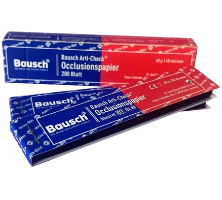 ВК 80 Артикуляционная бумага в картонном боксе, красная/синяя, 40 мкм., 200 л., Bausch