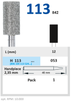 h113053 бор алмазный h - цилиндр  - 053 серый horico