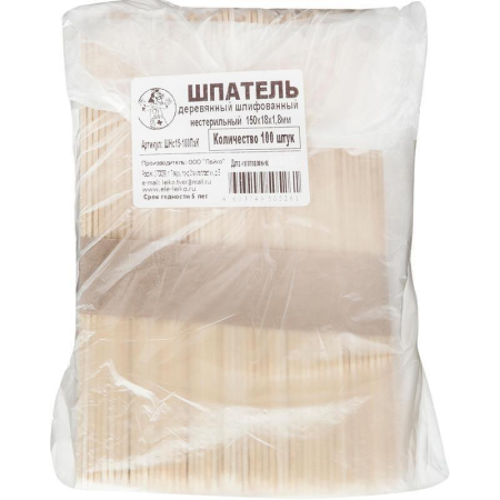 Шпатель деревянный косметический нестерильный 150х18х1.8см, 100 шт/уп "Лейко"