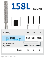 fg158l016 бор алмазный fg - цилиндр, закругленные грани - 016 серый horico