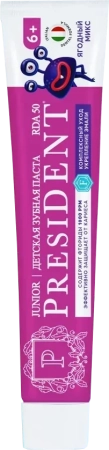 Детская зубная паста President 6+ Ягодный микс с фтором (50 RDA) 70 г
