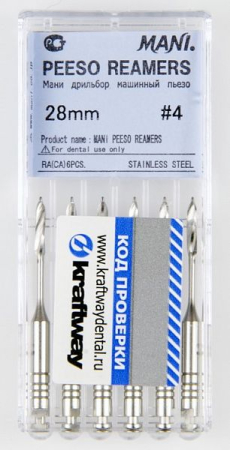 Peeso reamers MANI - машинные корневые дрильборы, 6шт, 28мм, №4