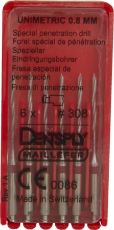 Дриль пенетрационный Unimetric №308 красный (6 шт) Maillefer