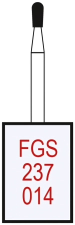 FGS237014 Бор алмазный FGS (313) - груша - 014 серый (хвостовик укороченный)HORICO