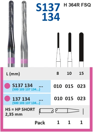 137134015 Фреза твс  для фрезерного станка - фиссура с закругленным концом -  015  HORICO
