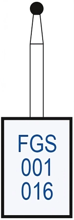 FGS001016 Бор алмазный FGS (313) - шар - 016 серый (хвостовик укороченный)HORICO