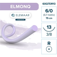 elmonq шовный материал l=75 см usp 6/0 (0,7) dr-13 мм 3/8, 12 шт, elemaar